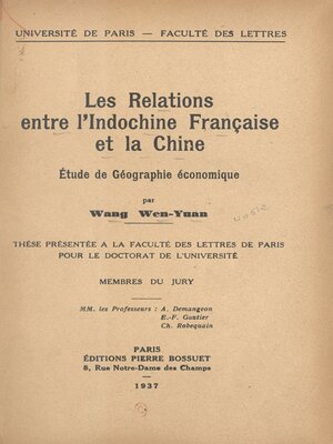 cover image of Les relations entre l'Indochine française et la Chine